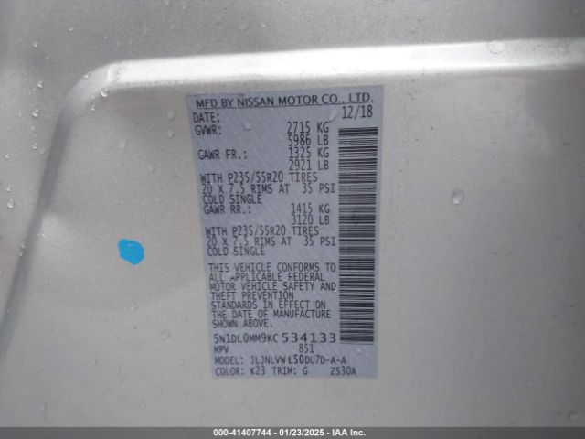 5N1DL0MM9KC534133 Infiniti QX60 LUXE
