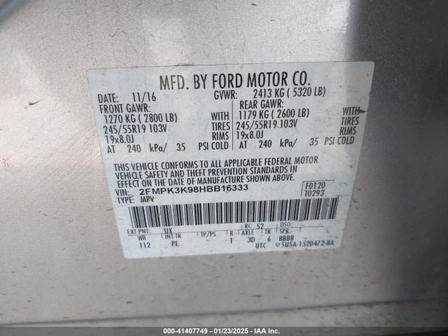 Ford Edge Titanium 2017 2FMPK3K98HBB16333 Image 9