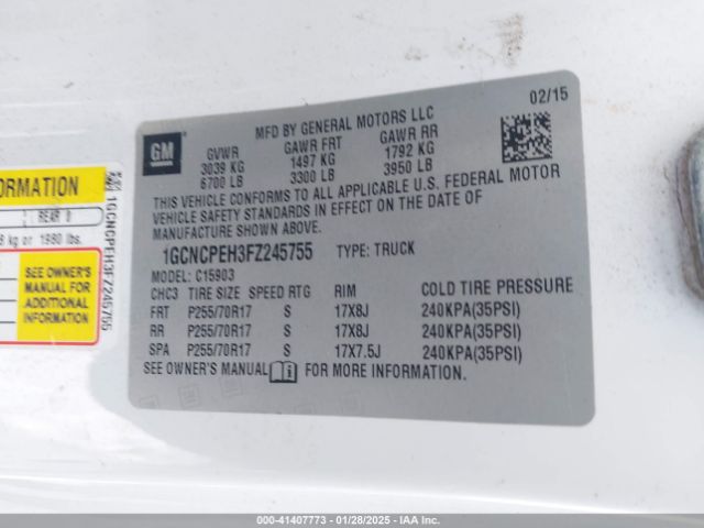 1GCNCPEH3FZ245755 Chevrolet Silverado 1500 Wt