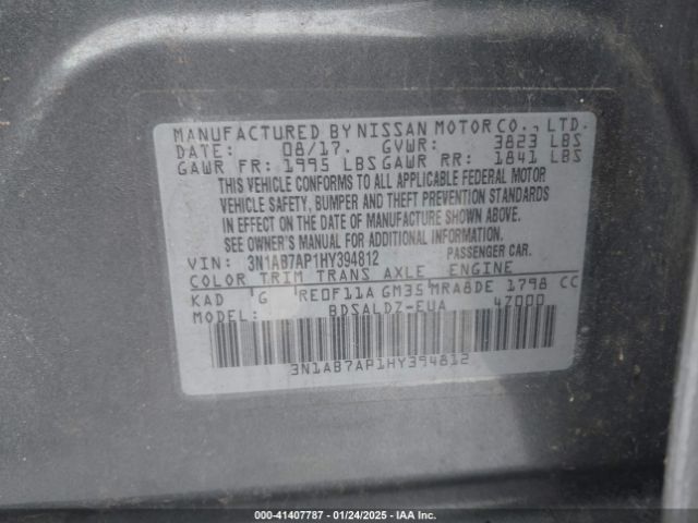 3N1AB7AP1HY394812 Nissan SENTRA SV
