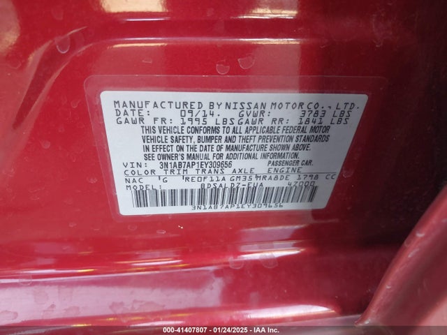 Nissan SENTRA SV 2014 3N1AB7AP1EY309656 Image 9