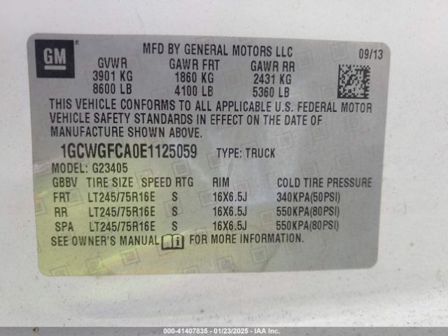 1GCWGFCA0E1125059 Chevrolet Express 2500 Work Van