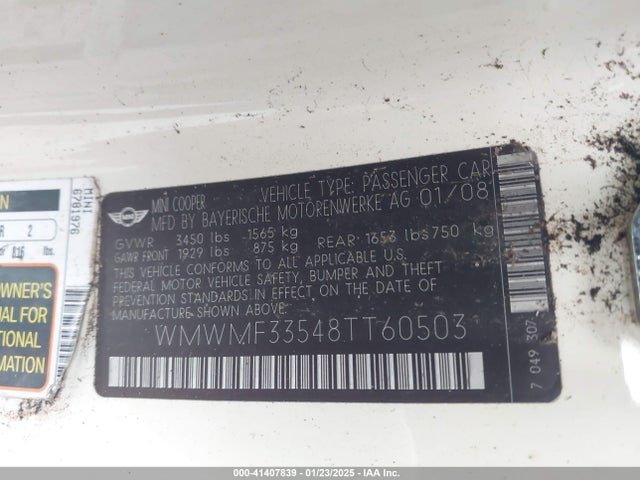 2008 MINI COOPER WMWMF33548TT60503 Photo 8
