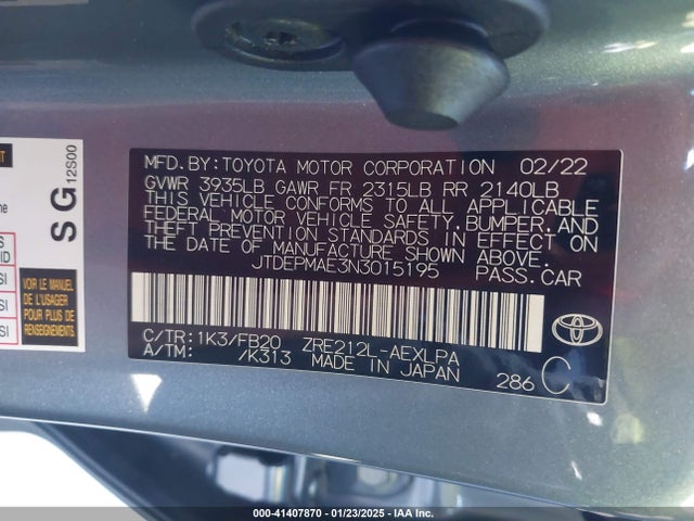 Toyota COROLLA LE 2022 JTDEPMAE3N3015195 Image 9