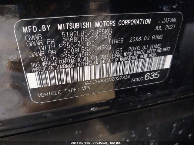 2022 MITSUBISHI OUTLANDER JA4J3VA83NZ027834 Photo 8