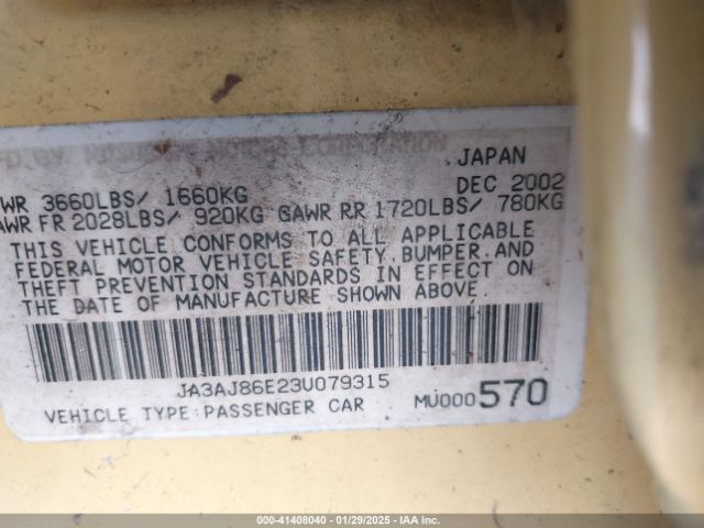 2003 MITSUBISHI LANCER JA3AJ86E23U079315 Photo 8
