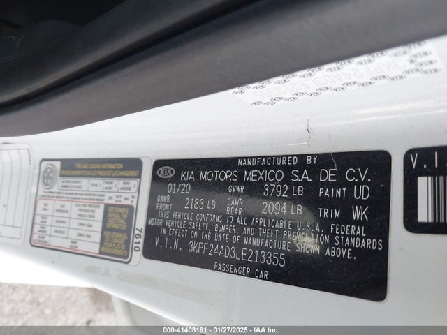 3KPF24AD3LE213355 KIA Forte