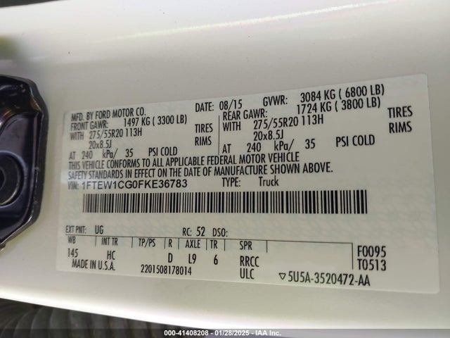 Ford F-150 Lariat 2015 1FTEW1CG0FKE36783 Image 9