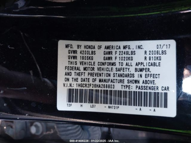 1HGCR2F36HA268803 Honda ACCORD LX
