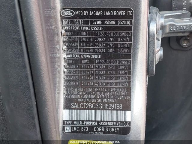 SALCT2BG3GH629198 Land Rover gtdi lev3 sulev30