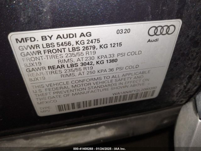 WA1ANAFY2L2083393 Audi Q5 Premium 45 Tfsi Quattro S Tronic