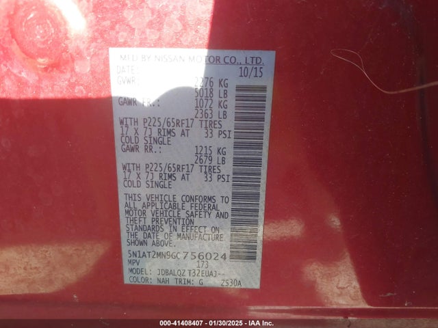 5N1AT2MN9GC756024 Nissan ROGUE SV