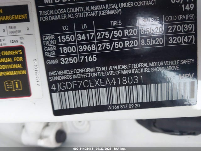 4JGDF7CEXEA418031 Mercedes-Benz Gl 450 4matic
