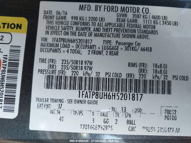 1FATP8UH6H5201817 Ford Mustang Ecoboost Premium