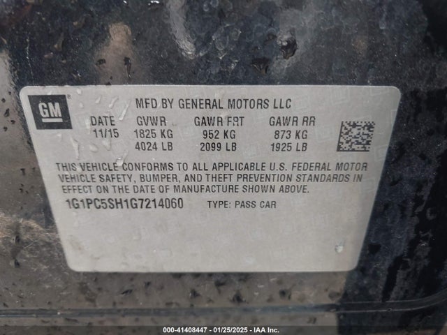 1G1PC5SH1G7214060 Chevrolet Cruze Limited Ls Auto
