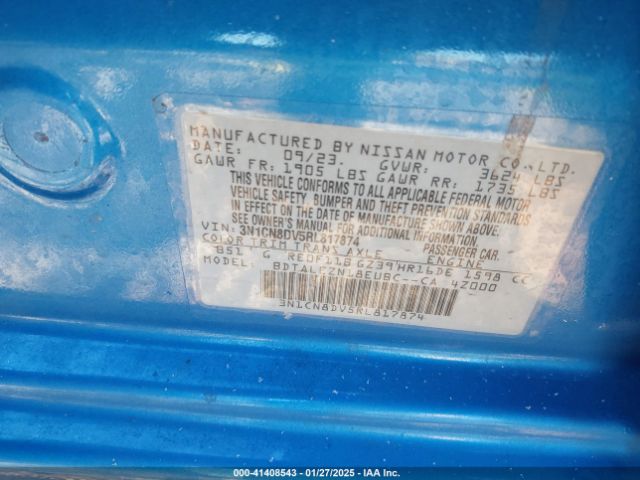 3N1CN8DV5RL817874 Nissan Versa 1.6 S