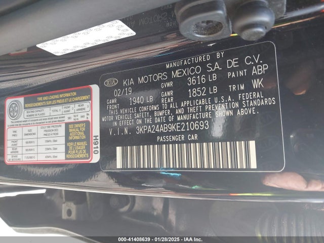 KIA RIO LX 2019 3KPA24AB9KE210693 Image 9