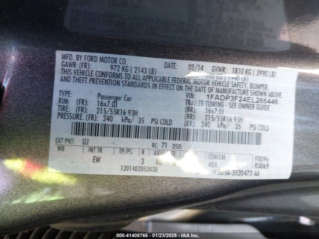 1FADP3F24EL266446 Ford FOCUS SE