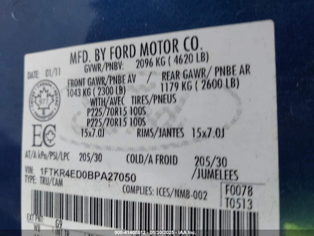 Aukcja sprzedaży 2011 Ford Ranger Xl, vin: 1FTKR4ED0BPA27050, numer aukcji: 41408812