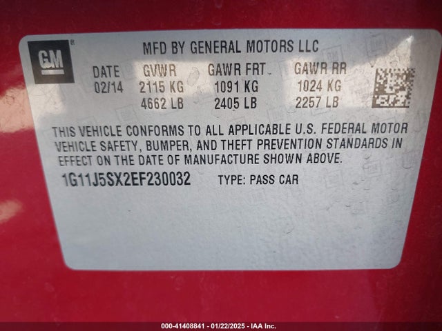 Chevrolet Malibu 2lz 2014 1G11J5SX2EF230032 Image 9