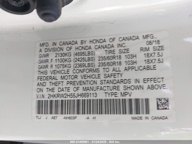 Honda CR-V EX 2018 2HKRW2H55JH669113 Image 9