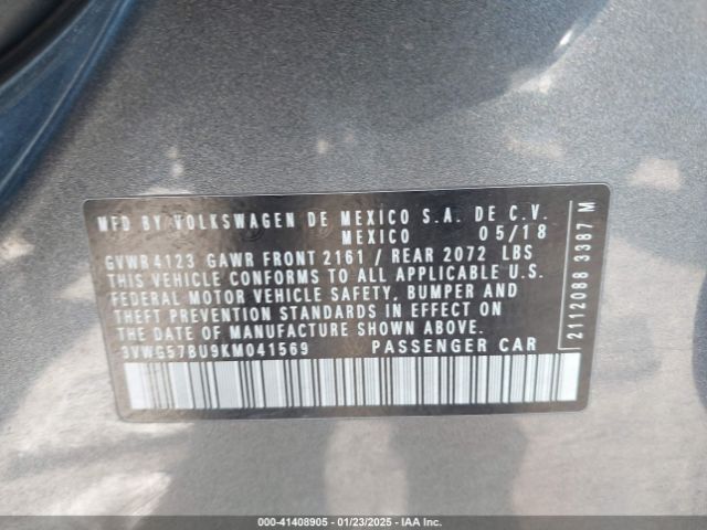 3VWG57BU9KM041569 Volkswagen Jetta 1.4t Sel Premium
