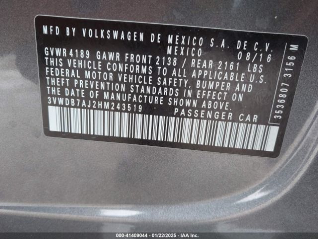 3VWDB7AJ2HM243519 Volkswagen Jetta 1.4t Se