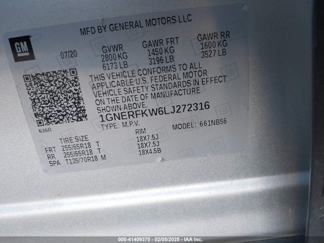 1GNERFKW6LJ272316 Chevrolet Traverse Fwd Ls