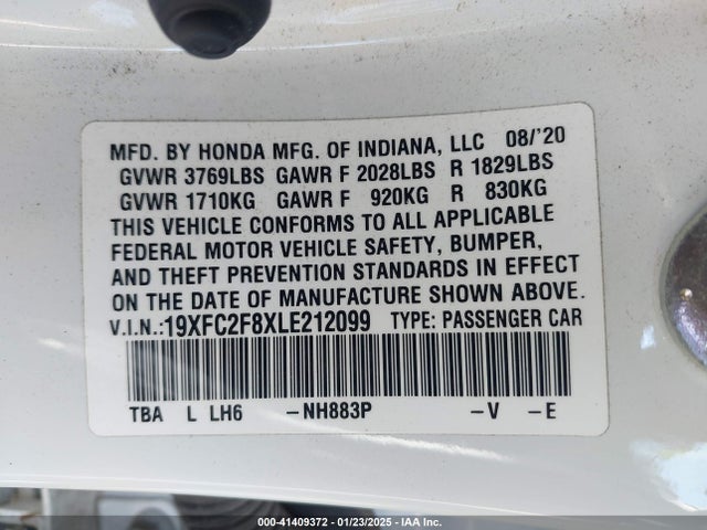 Honda Civic Sport 2020 19XFC2F8XLE212099 Image 9
