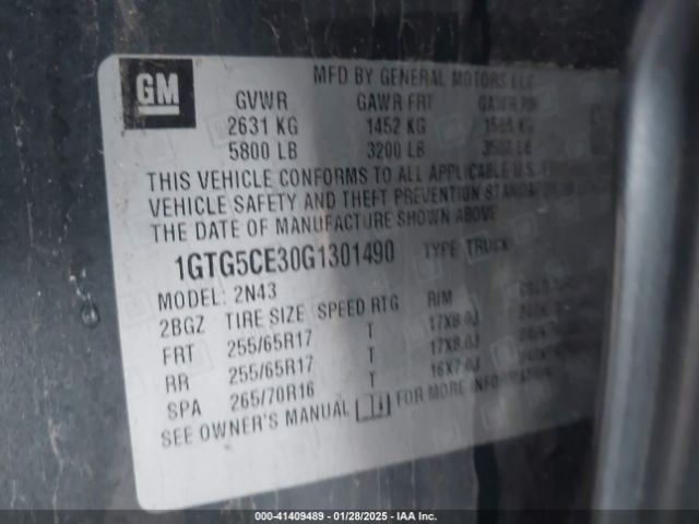 1GTG5CE30G1301490 GMC CANYON SLE