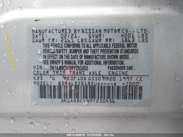 3N1AB8CV4MY250456 Nissan Sentra Sv Xtronic Cvt