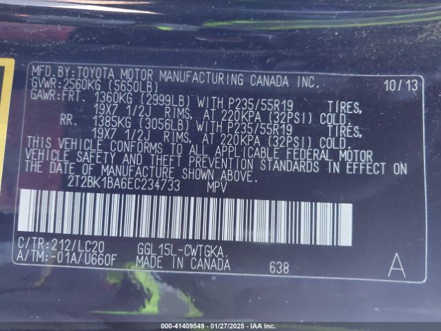 2T2BK1BA6EC234733 Lexus RX 350