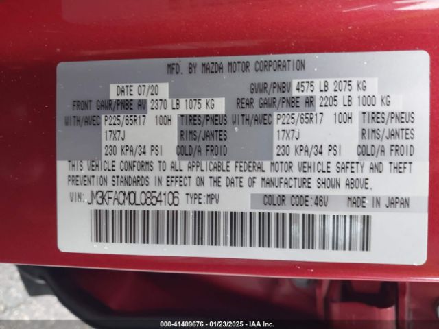 2020 MAZDA CX-5 JM3KFACM0L0854106 Photo 8
