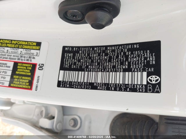 Toyota COROLLA LE 2018 5YFBURHE4JP817108 Image 9