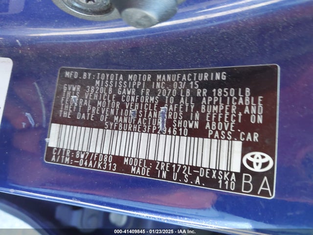 Toyota Corolla S Plus 2015 5YFBURHE3FP294610 Image 9
