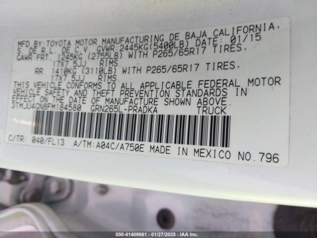 3TMJU4GN8FM184580 Toyota Tacoma Double Cab Prerunner