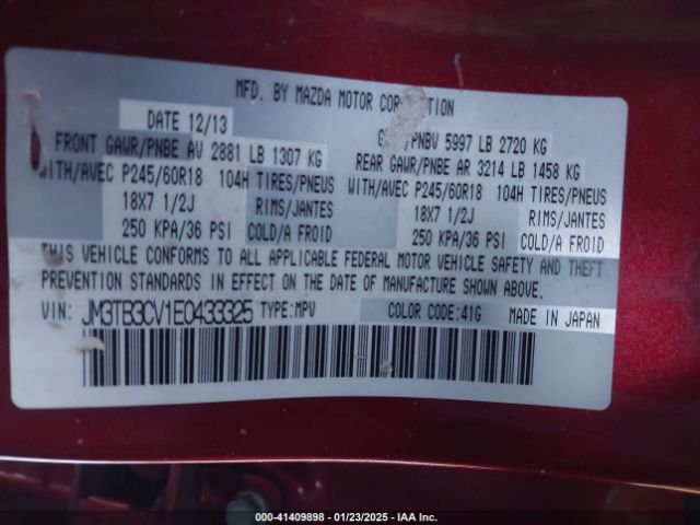 JM3TB3CV1E0433325 Mazda Cx-9 Touring