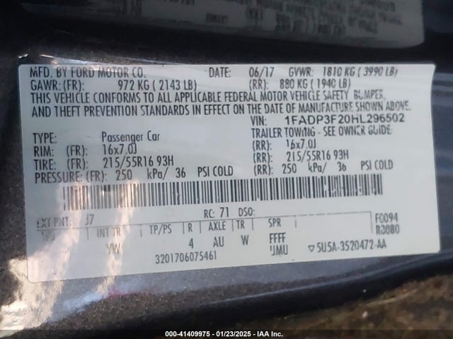 Ford FOCUS SE 2017 1FADP3F20HL296502 Image 9