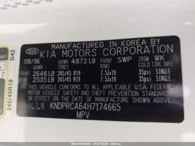 KNDPRCA64H7174665 KIA Sportage Sx Turbo