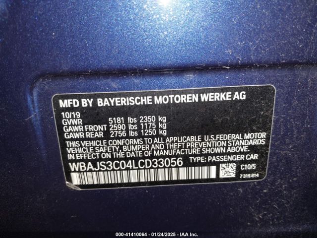 2020 BMW 540I WBAJS3C04LCD33056 Photo 8