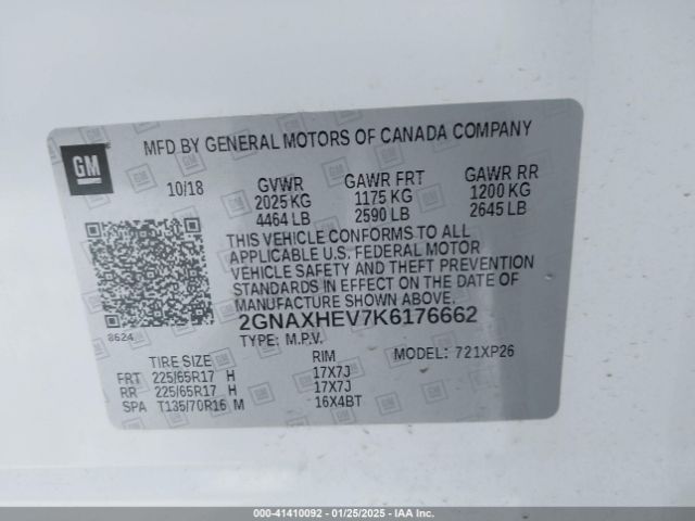 2GNAXHEV7K6176662 Chevrolet EQUINOX LS