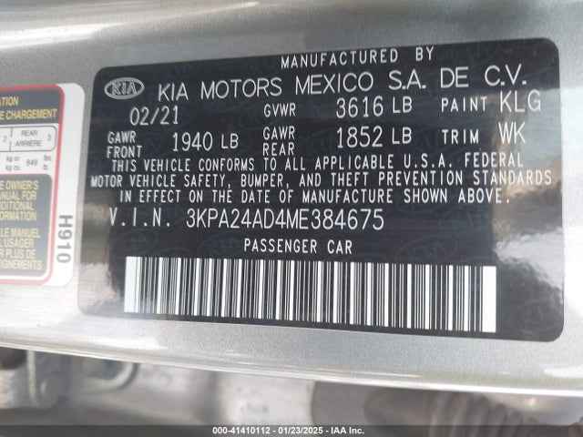 KIA RIO S 2021 3KPA24AD4ME384675 Image 9
