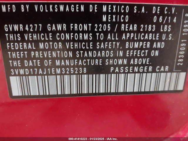 3VWD17AJ1EM325238 Volkswagen Jetta 1.8t Se