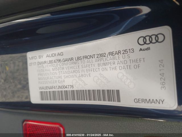 WAUENAF41JN004776 Audi A4 2.0t Tech Premium