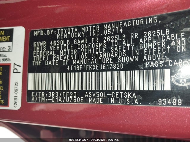 Toyota CAMRY SE 2014 4T1BF1FKXEU817820 Image 9