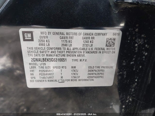 Chevrolet EQUINOX LS 2016 2GNALBEK5G6316651 Image 9