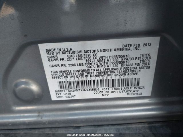 2013 MITSUBISHI OUTLANDER SPORT 4A4AR5AU7DE016531 Photo 8