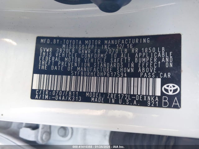 Toyota COROLLA LE 2017 5YFBURHE0HP617594 Image 9