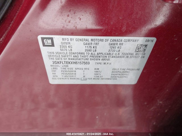 GMC Terrain Sle-2 2017 2GKFLTEKXH6157569 Image 9