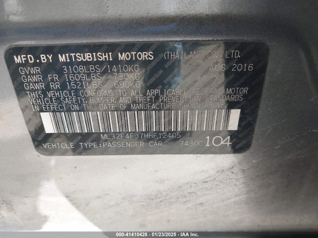 2017 MITSUBISHI MIRAGE G4 ML32F4FJ7HHF12405 Photo 8